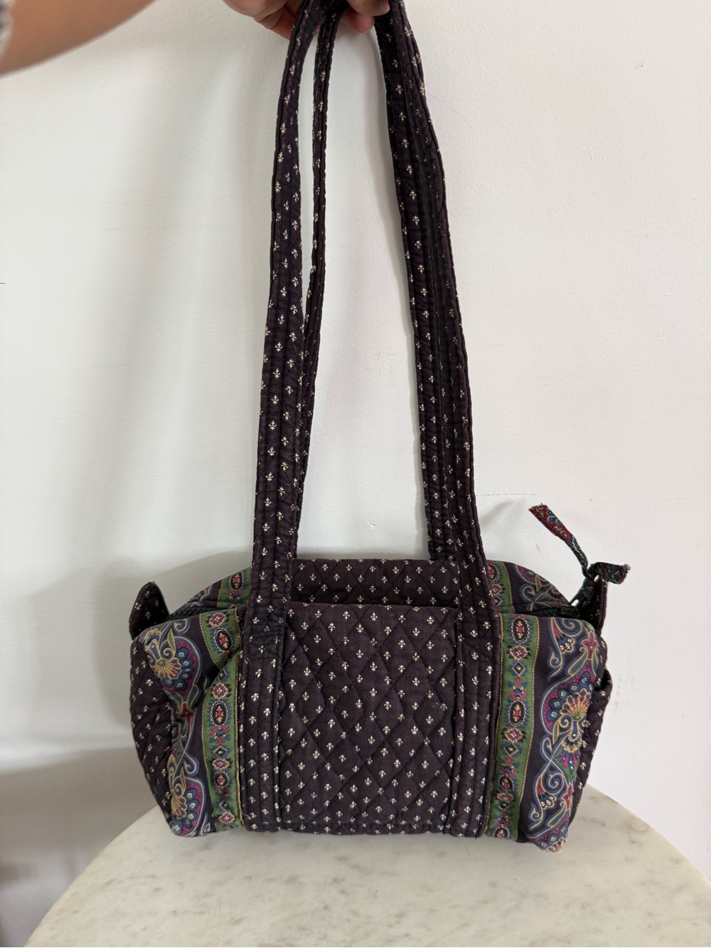 Rare VTG Vera Bradley INDIANA 1990 Black Iconic Small Duffle Purse Made USA
